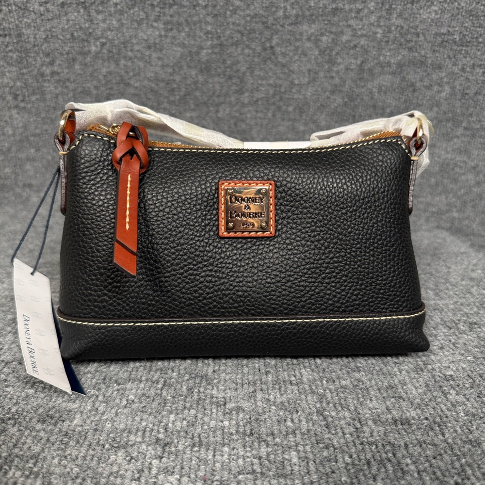 Dooney & Bourke Lizie Crossbody Bag Black Pebble Leather Adjustable Strap Pocket
